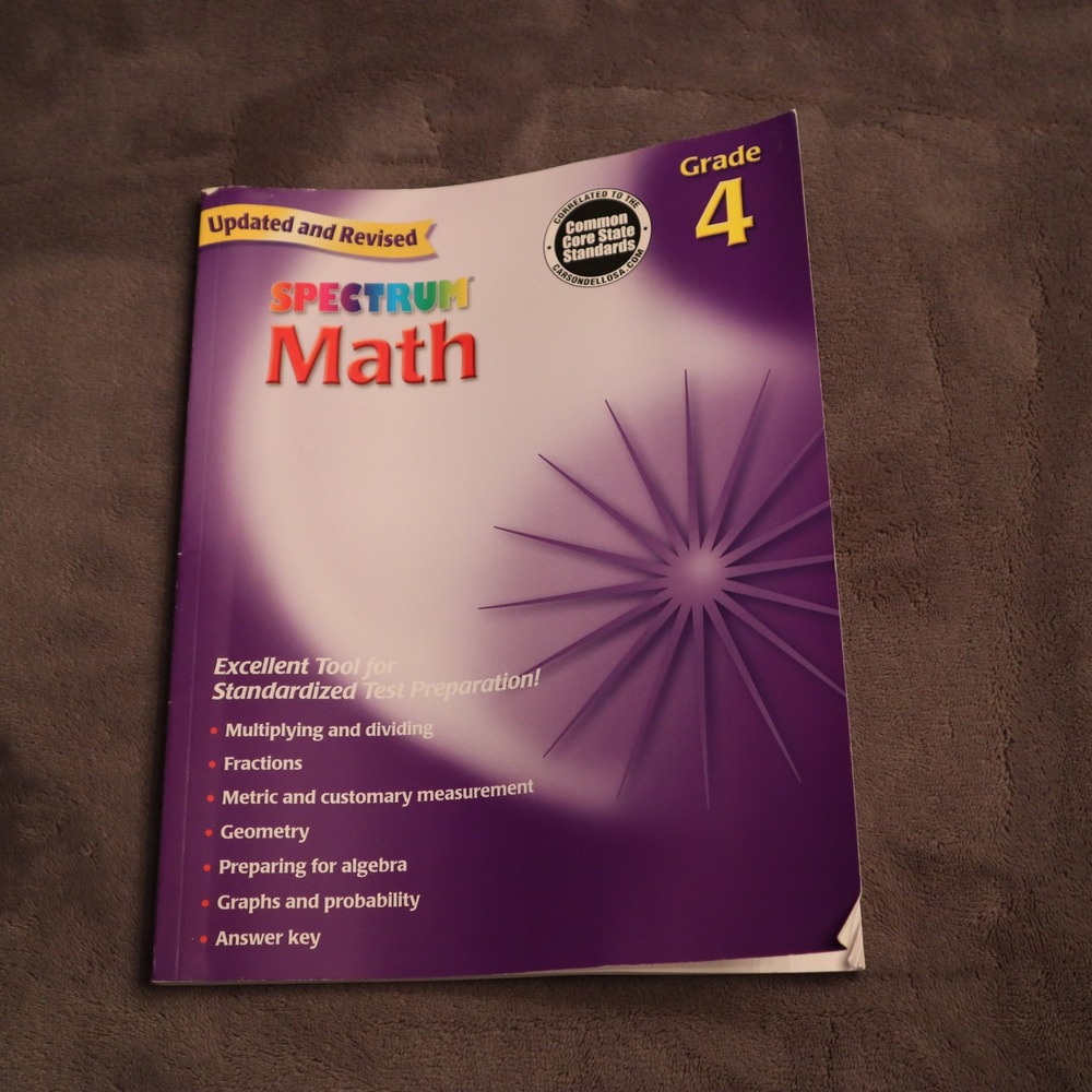 Spectrum Math Grade 4 Workbook Common Core State Standards Test Prep Purple